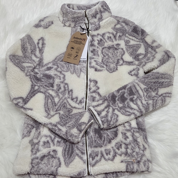 Avalanche Jackets & Blazers - Avalanche Womens Fleece Jacket in Gray and Cream Floral